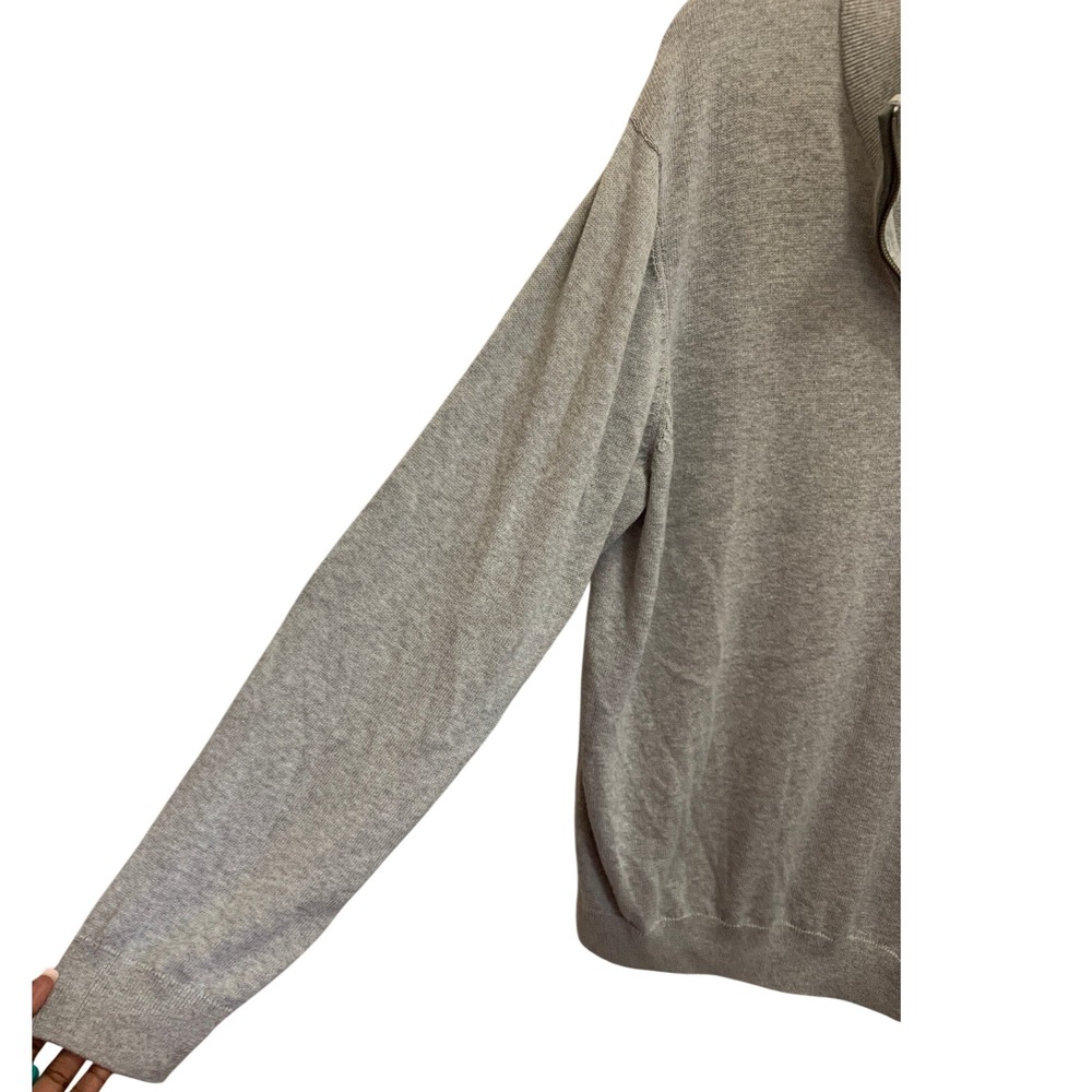 Vineyard Vines Men's XL Gray Pima Cotton Alpaca Quarter Zip Elbow Patch - Picture 4 of 7